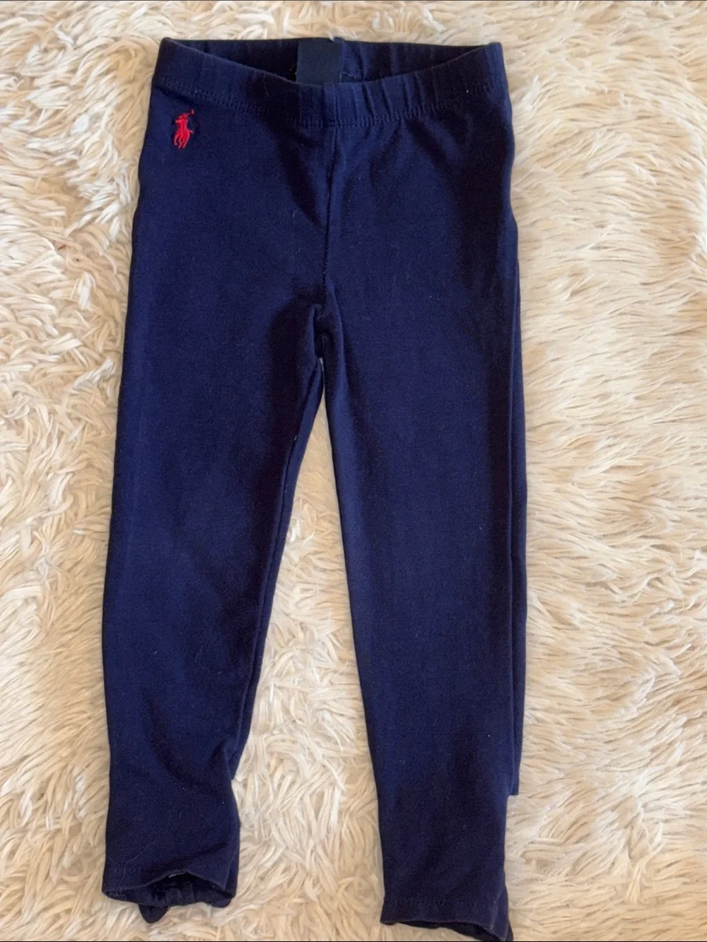 🐎 🐶 Ralph Lauren Cream Puppy Intarsia Sweater with Navy Leggings 4T